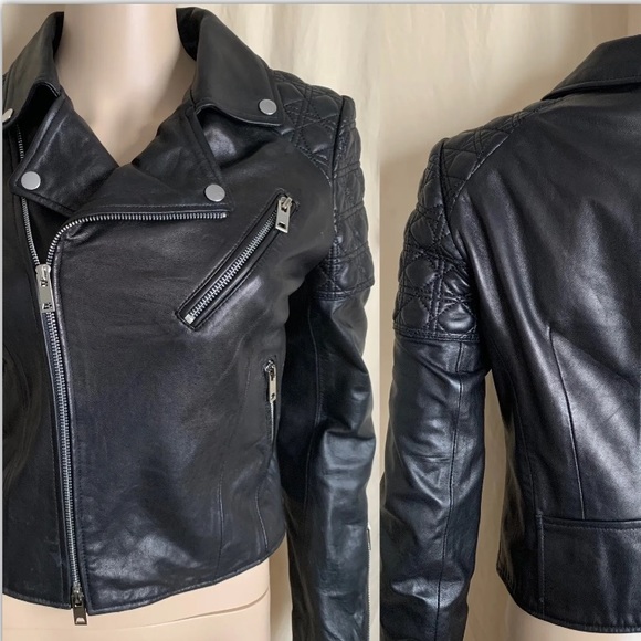 Dior Jackets & Blazers - Christian Dior black leather quilted moto jacket